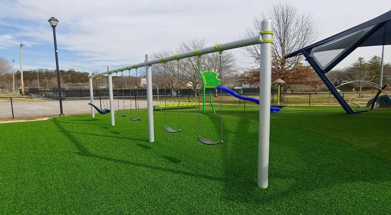 Swings area at Mt. Ton of Fun inclusive playground