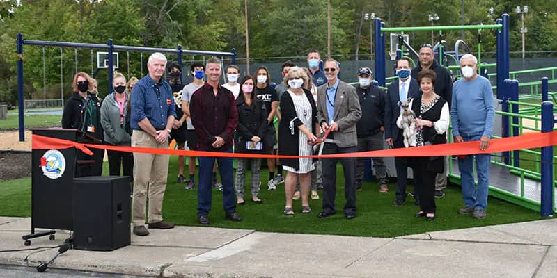 Ribbon cutting at the all-inclusive playground at Mentor Civic Center Park