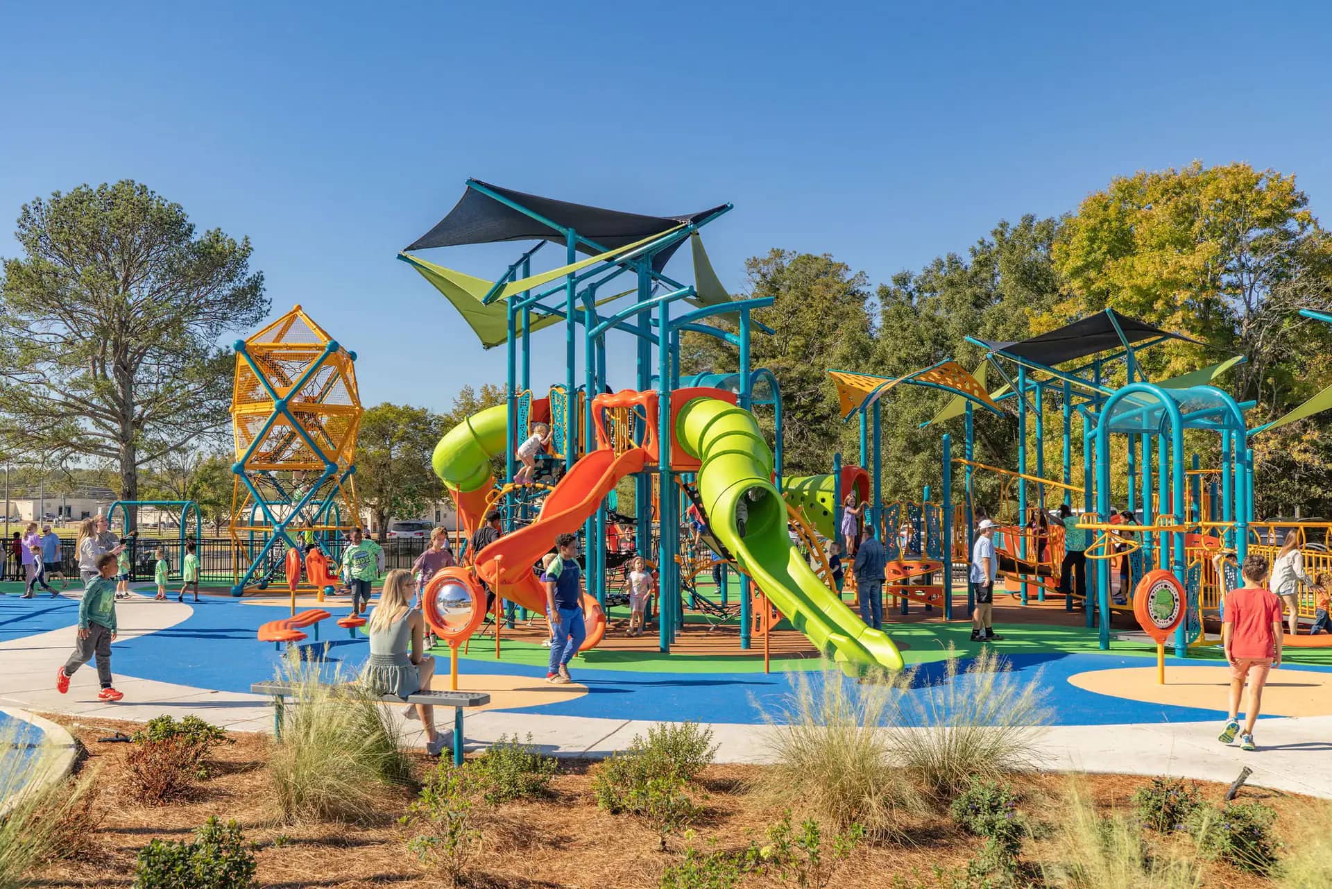 Inclusive playground structures and surfacing at Ballard Park in Tupelo