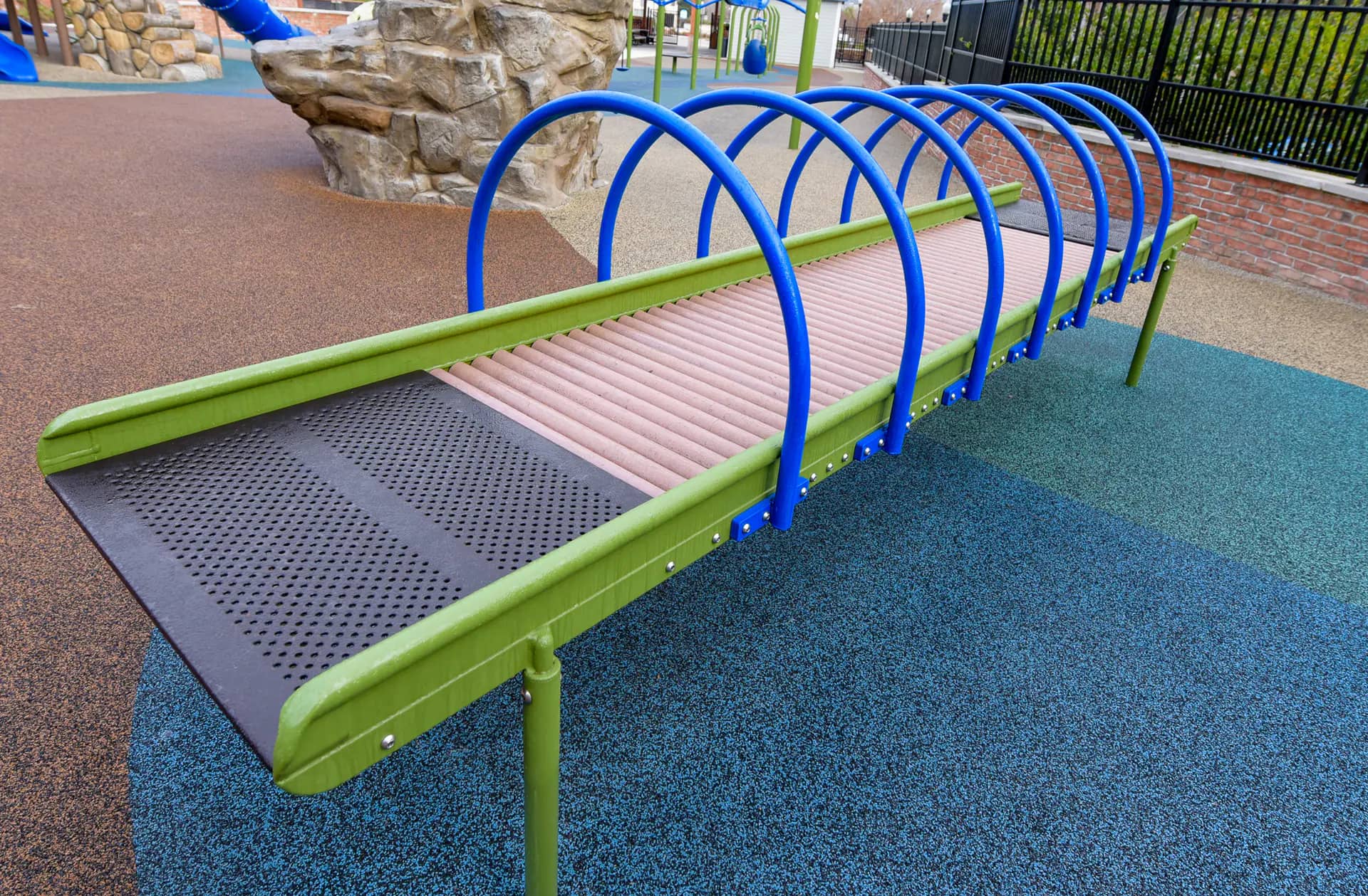 Inclusive playground structures at Carraway Park at the Riverwalk in West Columbia