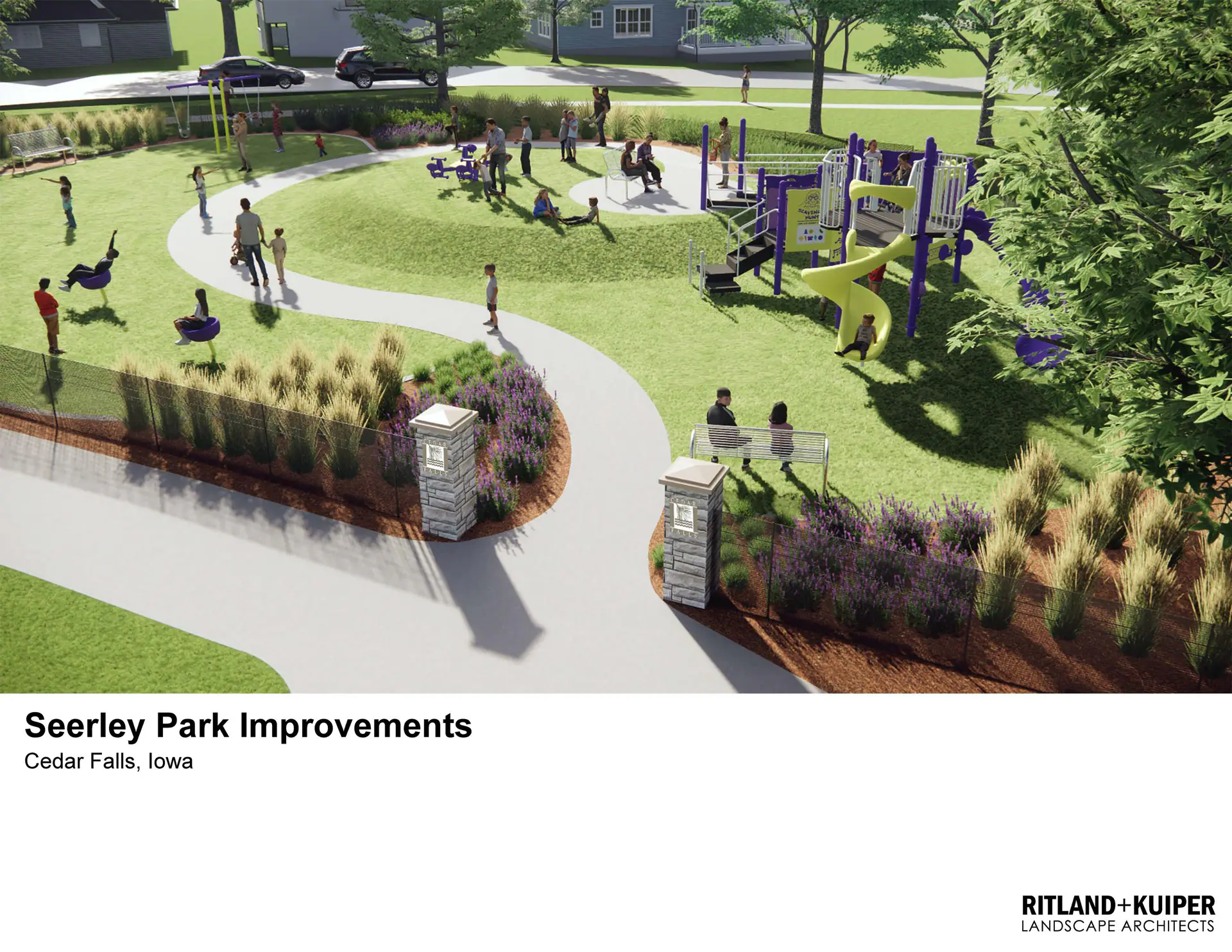 Rendering of the renovated accessible playground at Seerley Park in Cedar Falls
