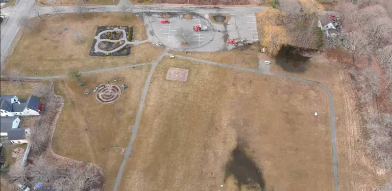 Aerial view of the inclusive playground area at MacDougal Park in Rockland