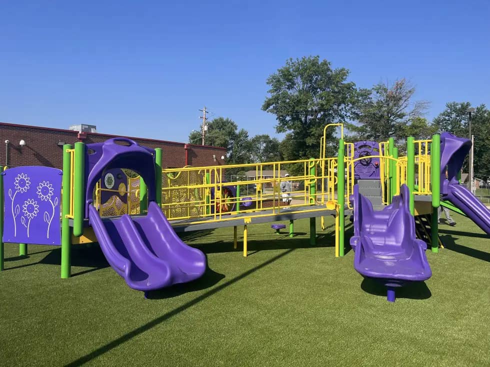 Inclusive playground at Parker-Bennett Community Center in Bowling Green with modern play structures and accessible surfacing