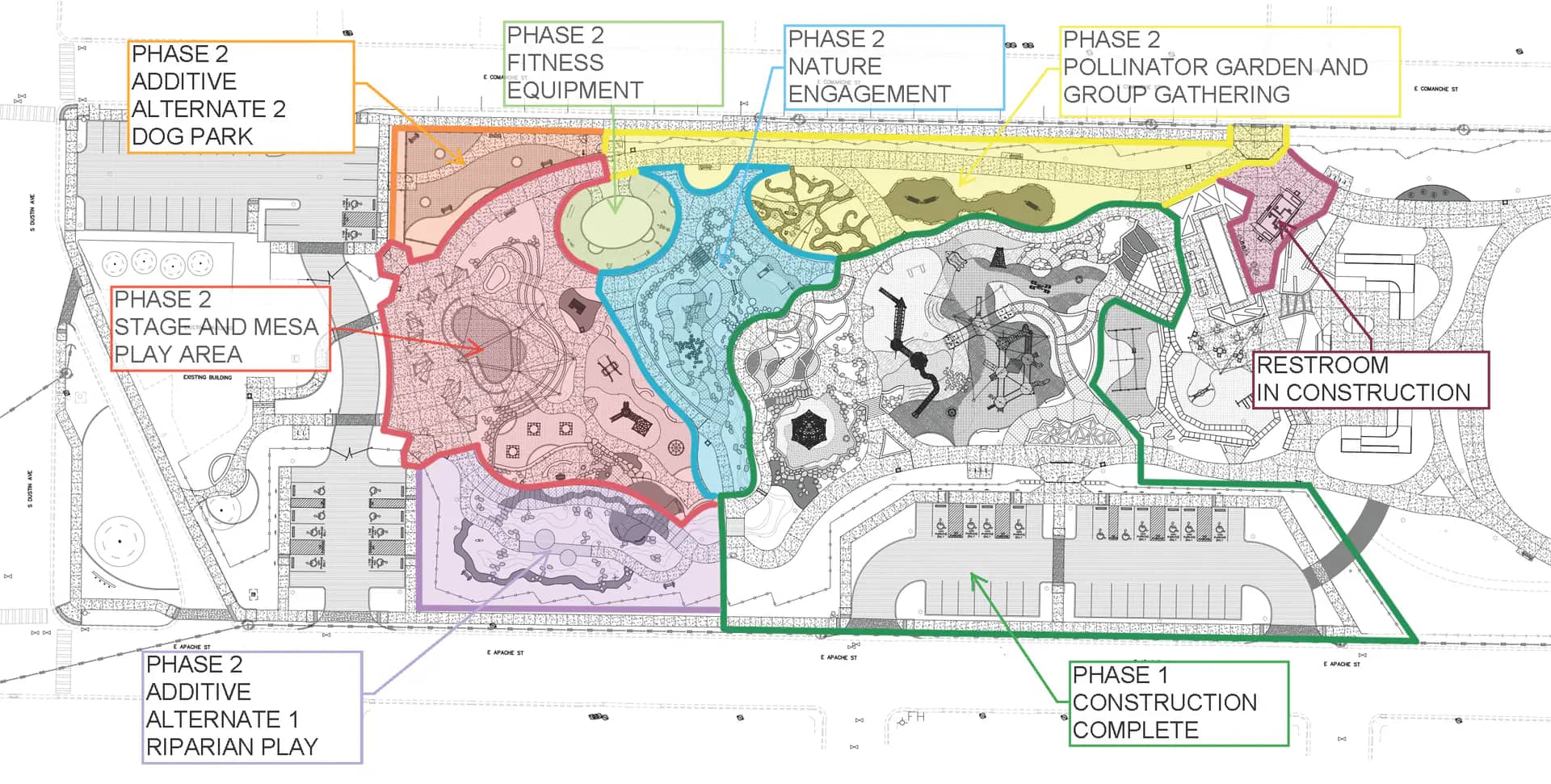 Phase two site plan sections for Boundless Journey Adventure Park