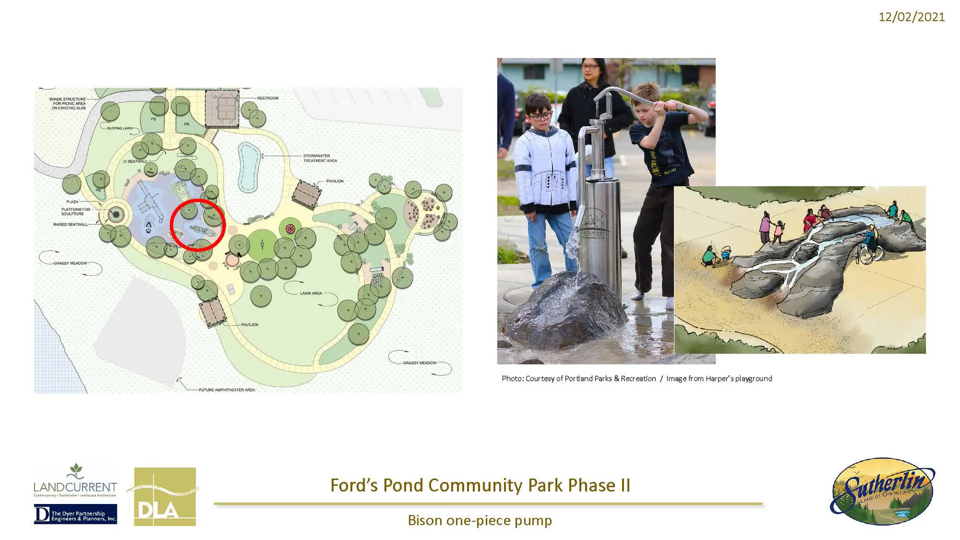 Water pump play feature at Ford's Pond playground