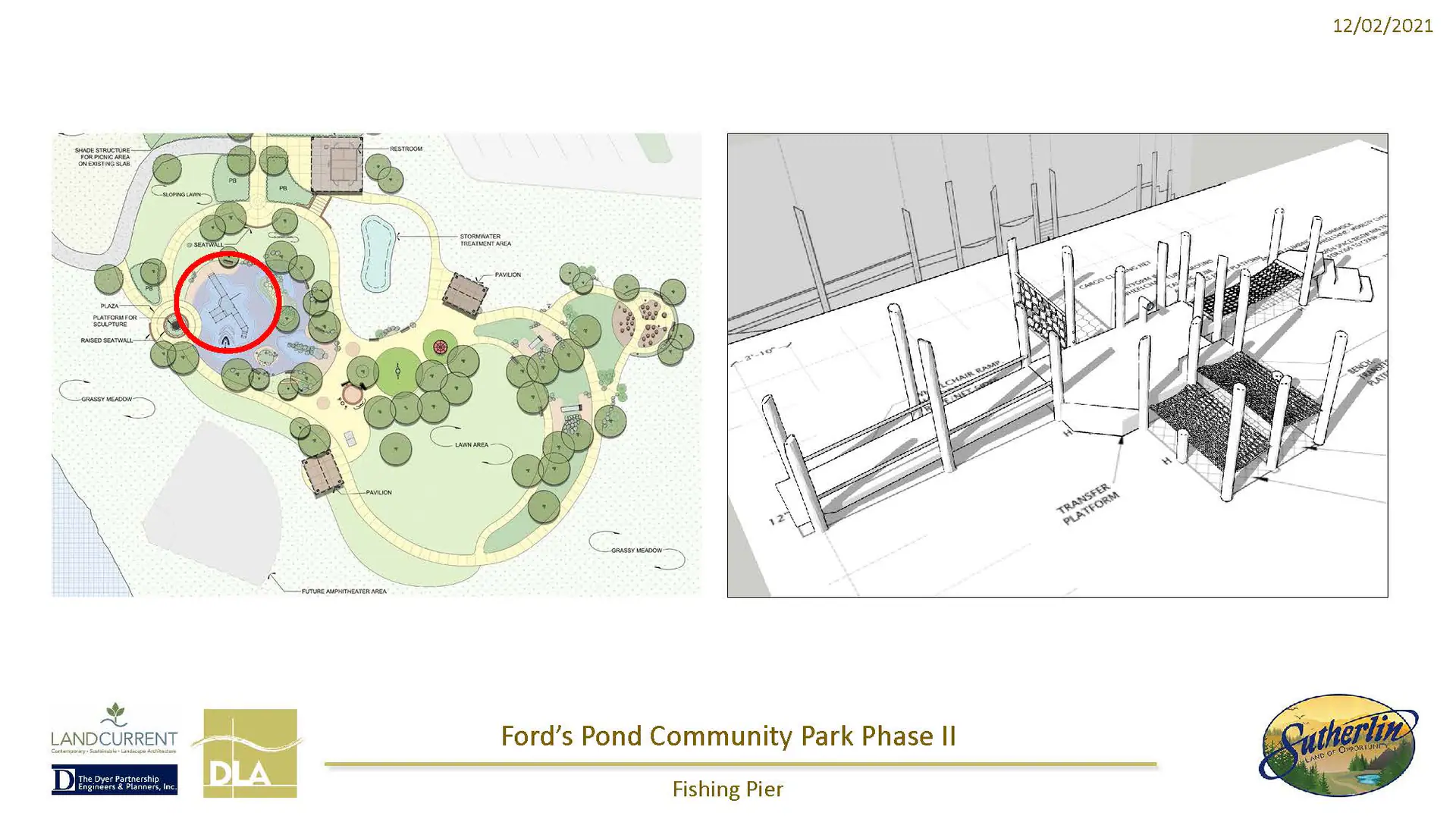Accessible fishing pier play structure at Ford's Pond