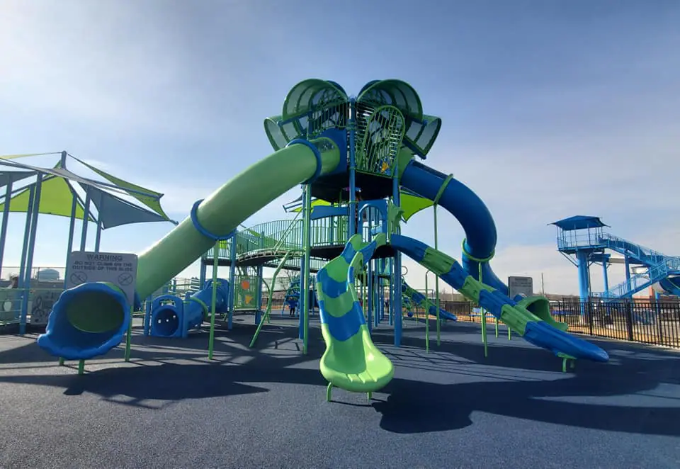Wide view of Funtopia inclusive playground at American Legion Park in Elizabethtown