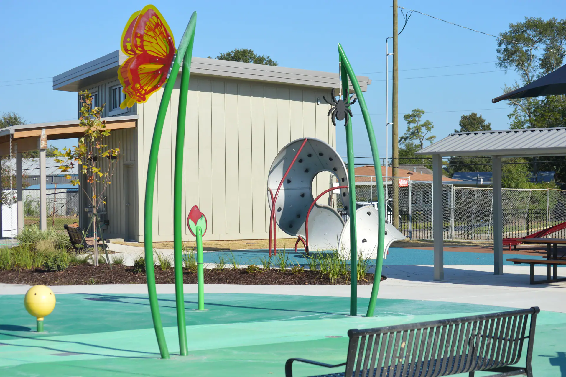 Inclusive playground area at Center Circle Park in Sulphur