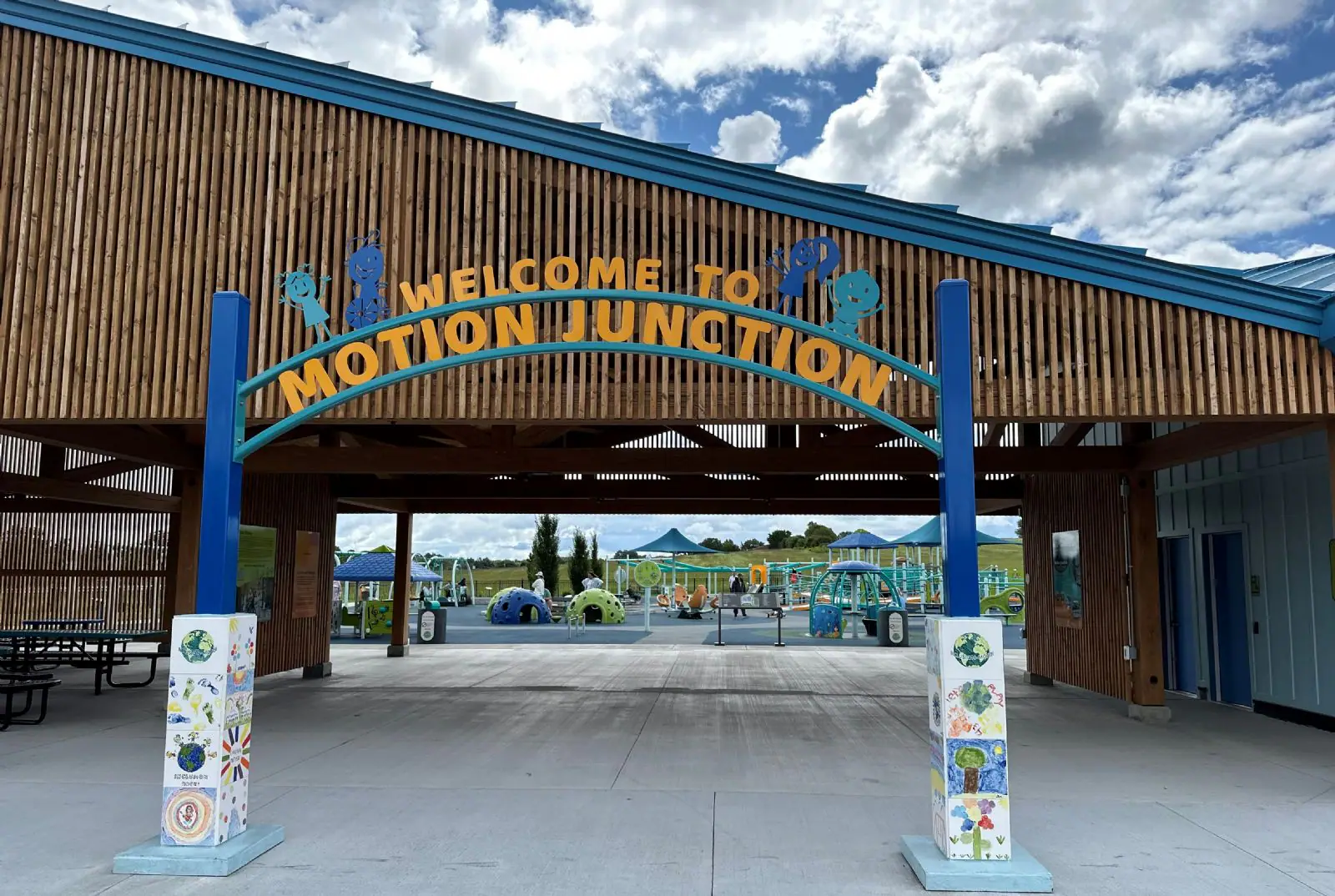 Inclusive play structure and surfacing at Motion Junction in Canandaigua