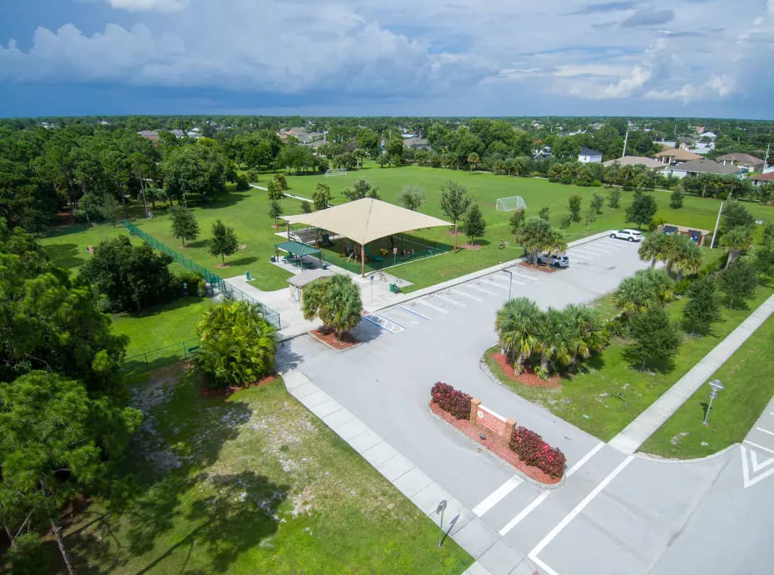 Aerial view of Woodland Trails Park playground in Port St. Lucie
