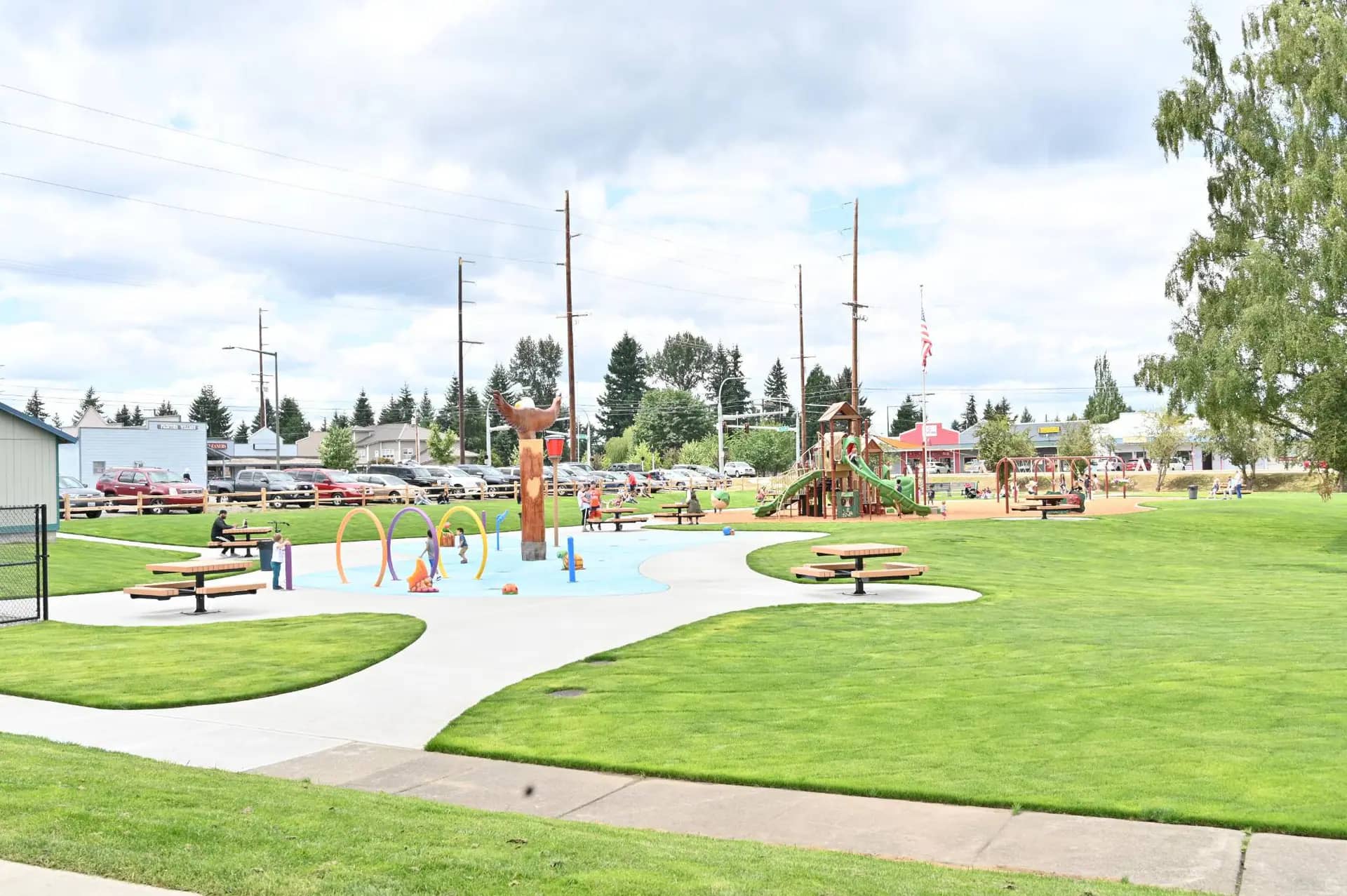Playground area at Yelm City Park in Yelm, Washington