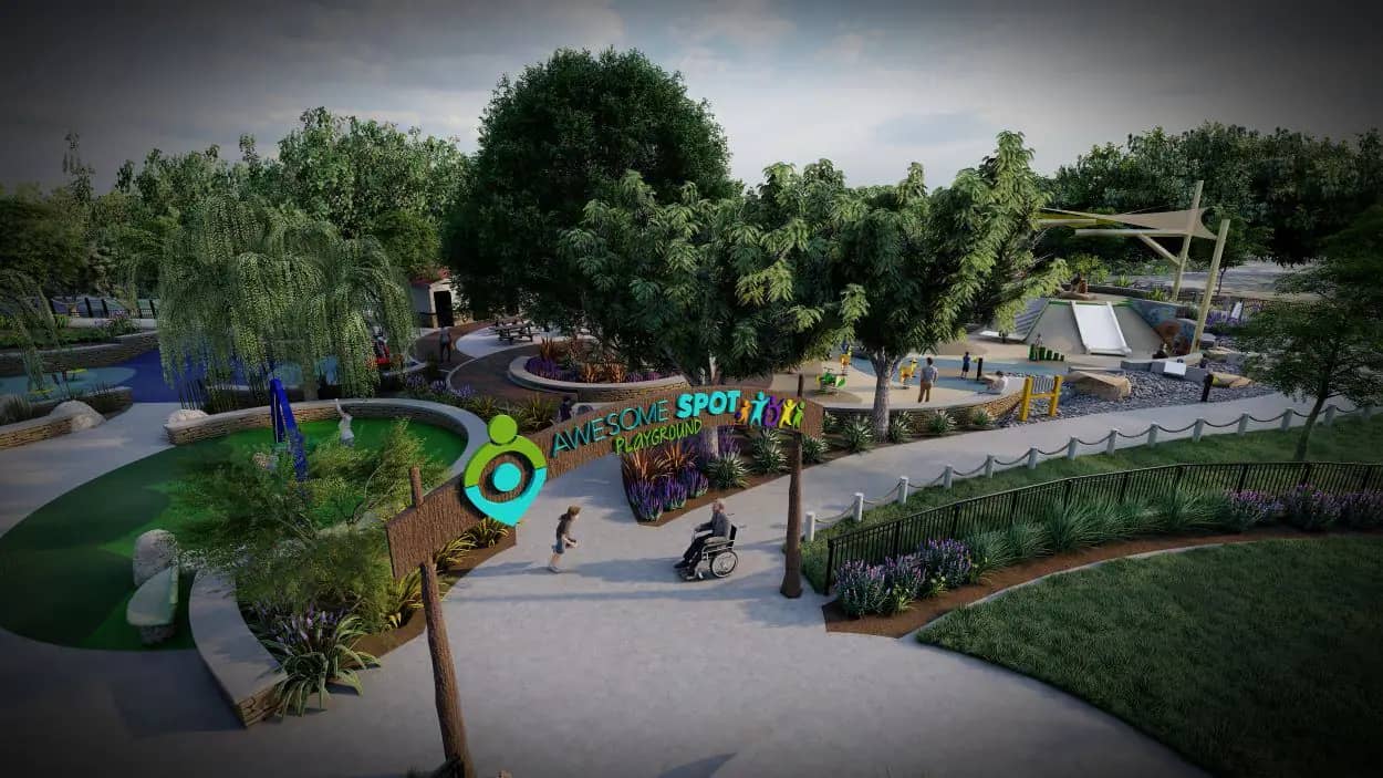 Rendering of the main entry at The Awesome Spot Playground in Modesto