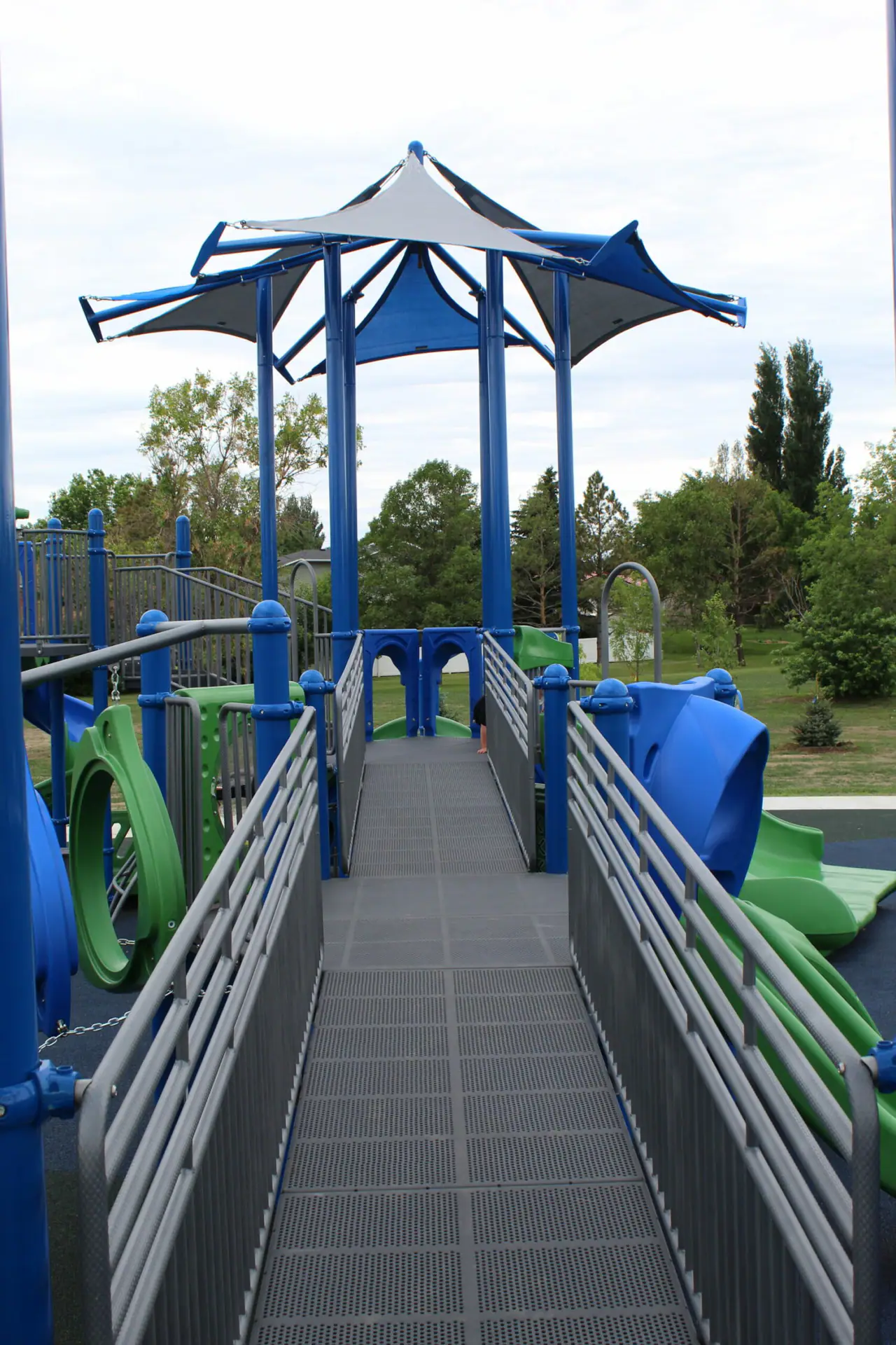 Ramp-accessible play structure at Friendship Park in Dickinson
