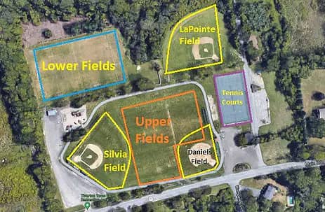 Town Farm Recreational Complex in Tiverton including the playground area