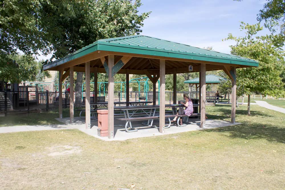 Larger shelter beside the Adventure Playground at Crossroads Park