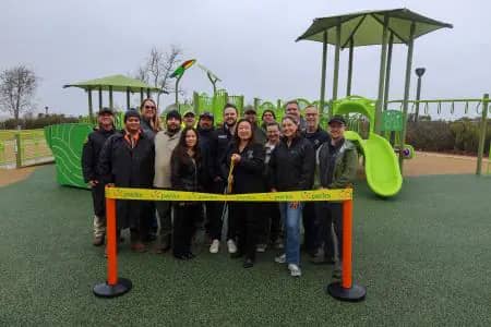 Ribbon cutting at the accessible playground at Harriett M. Wieder Regional Park