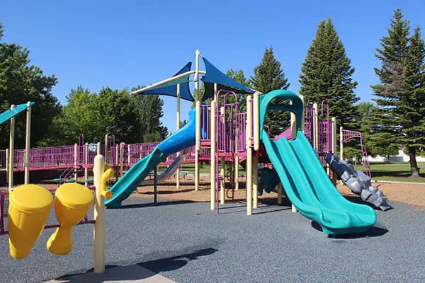 Wide view of Sertoma Park in Grand Forks, home to Ali's Boundless Playground